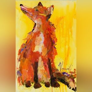 Fiery Fox Oil Acrylic Print by Dawn Normali